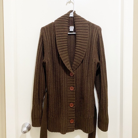 Nevada Shawl Collar Cardigan Sweater Brown S 6-8 - Picture 8 of 11